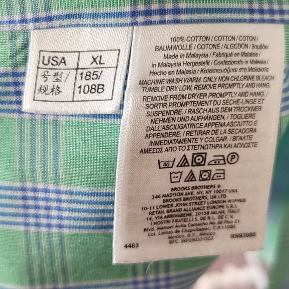 Brooks Brothers Colorful Green and Blue Oxford Button Down - Picture 7 of 8